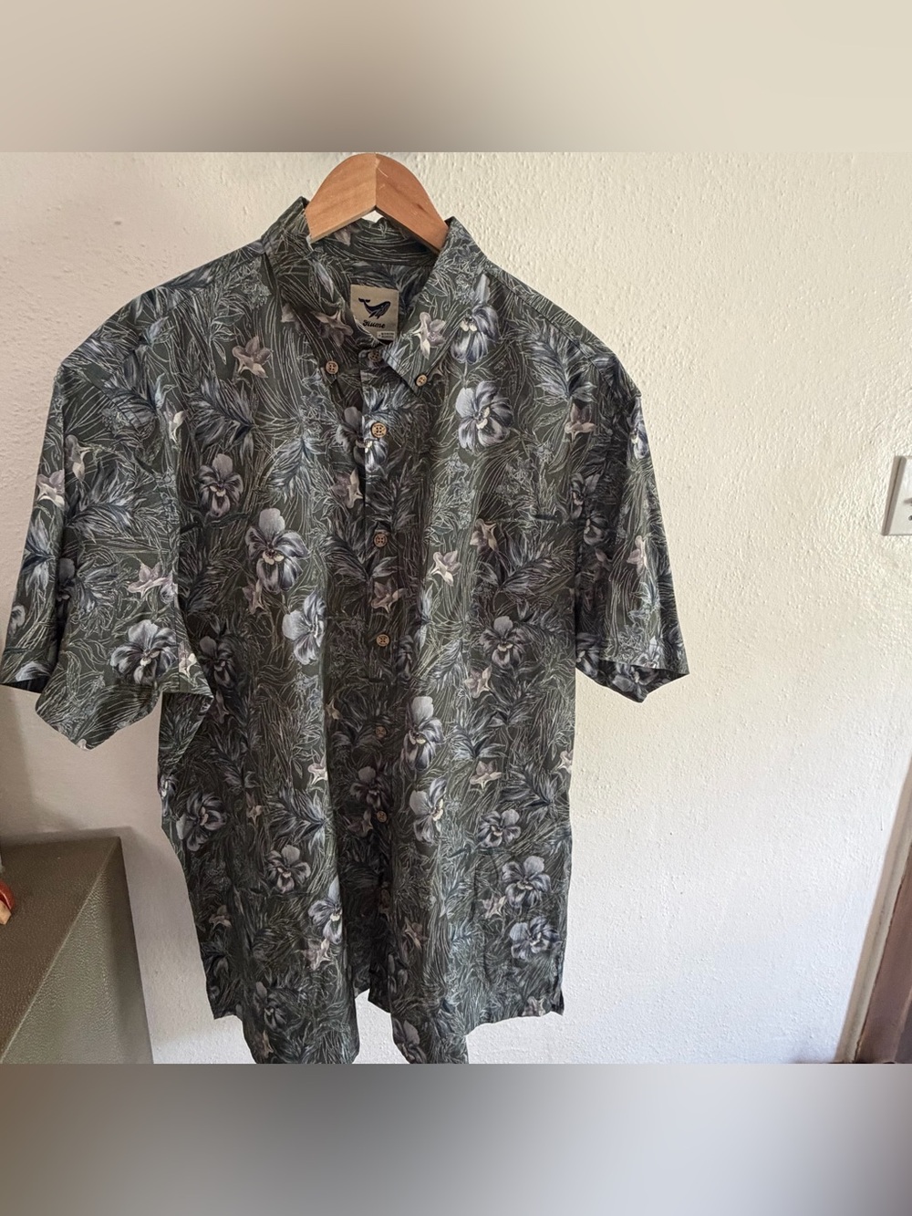 Yiume Men’s XXXL Hawaiian Shirt Green
 Floral 100% Cotton Button Up 3XL